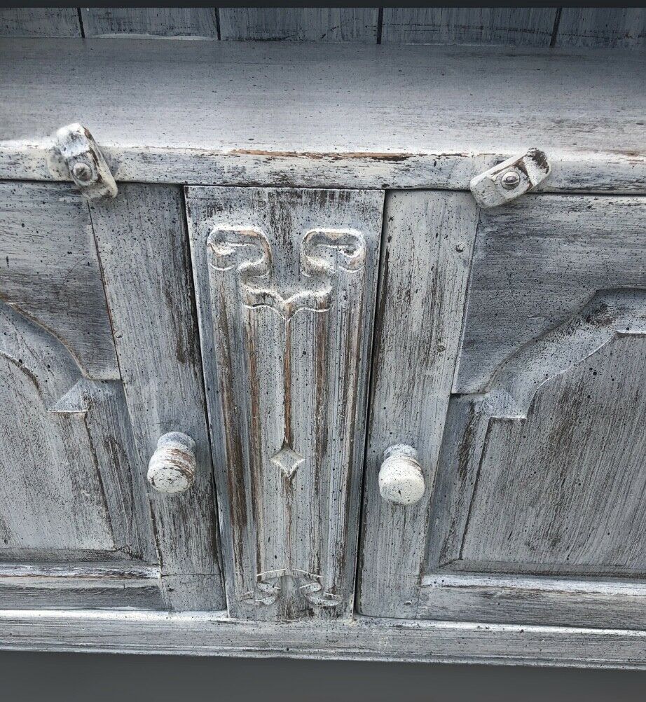 Vintage Carved Oak Bookcase With Cupboards ( SOLD )