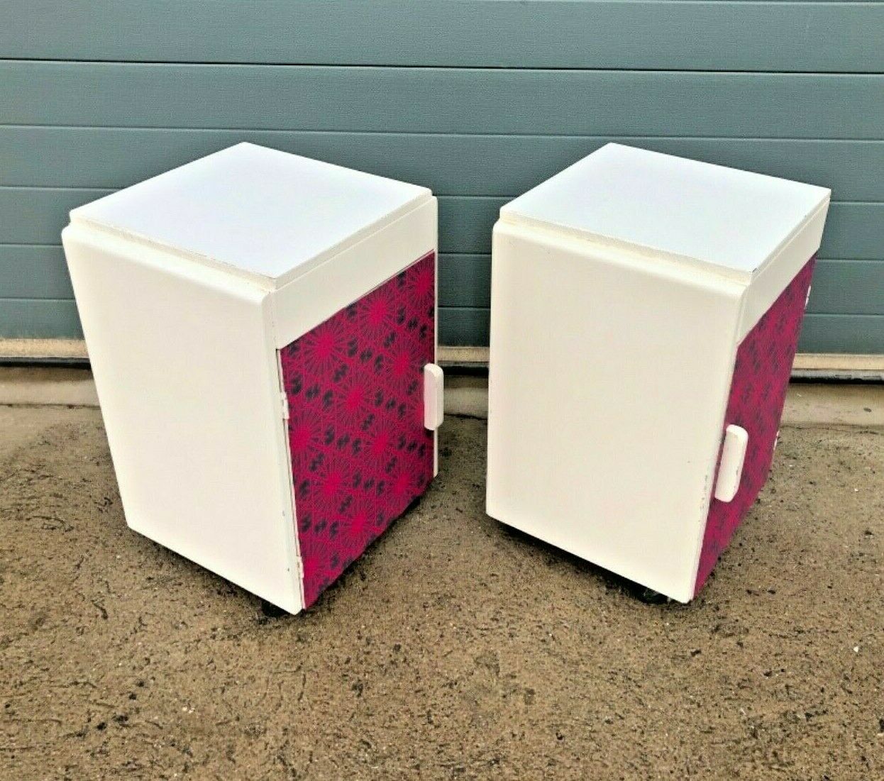 000996.....Unique Funky Pair Of Upcycled Bedside Cabinets / Bedside Lamp Tables