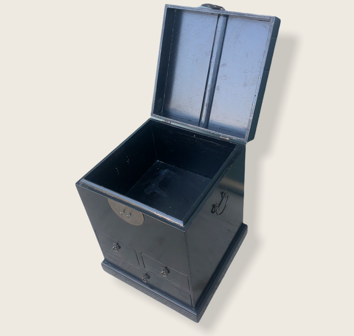 Oriental Ebonised Trunk With Drawers ( SOLD )