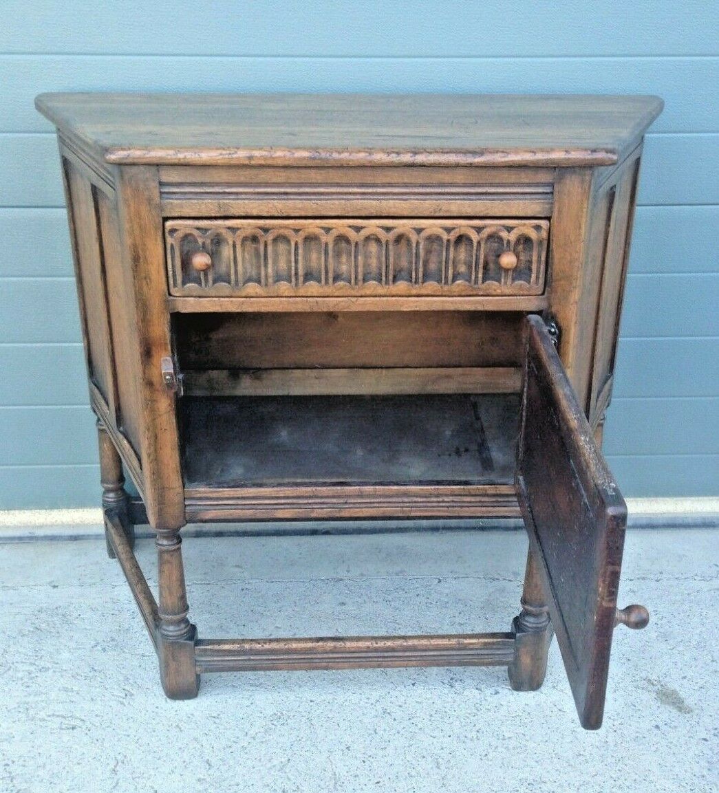 Vintage Carved Oak Credence Cupboard / Old Charm Style Hall Table SOLD