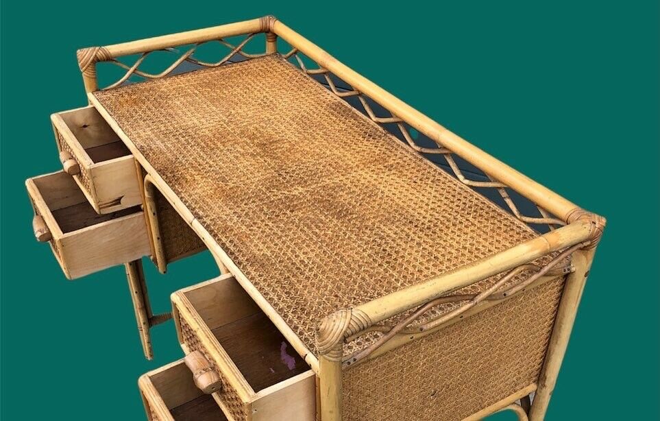 Vintage Bamboo Dressing Table ( SOLD )