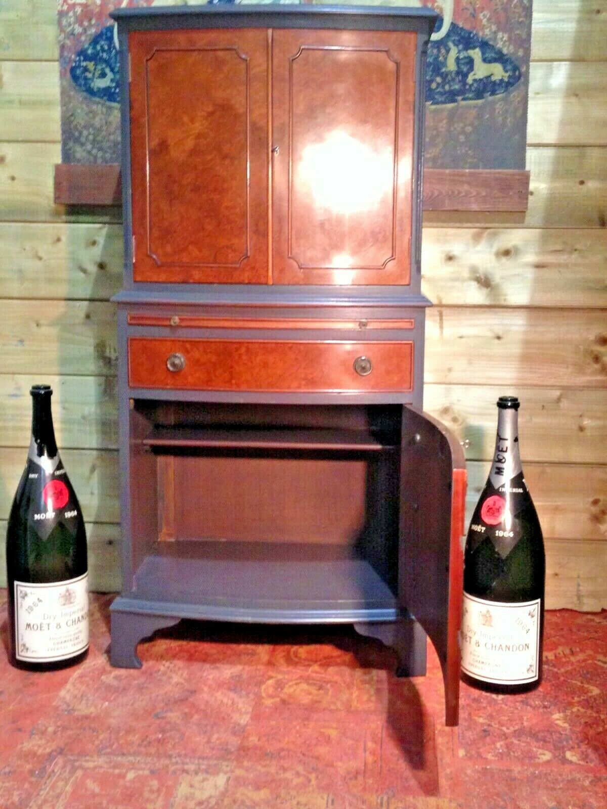 Stunning Refinished Walnut Drinks Cabinet / Vintage Cocktail Cabinet ( SOLD )