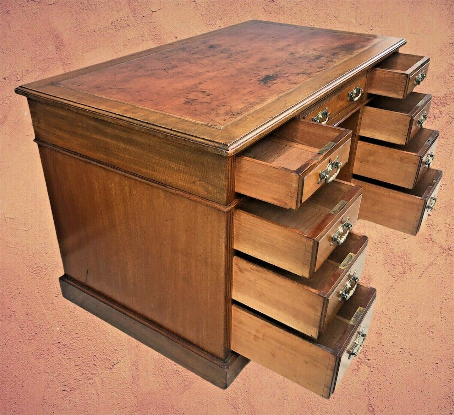 Antique Walnut Pedestal Desk Good Quality Item ( SOLD )