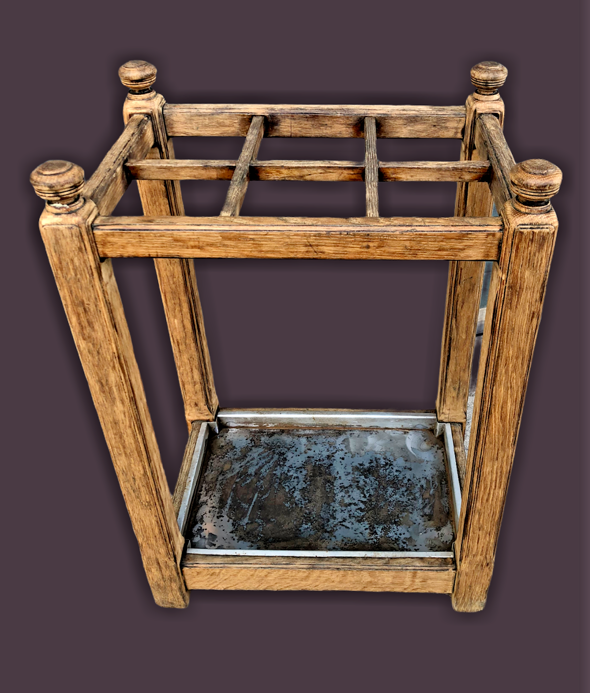 Vintage Arts And Crafts Oak Umbrella / Stick Stand ( SOLD )