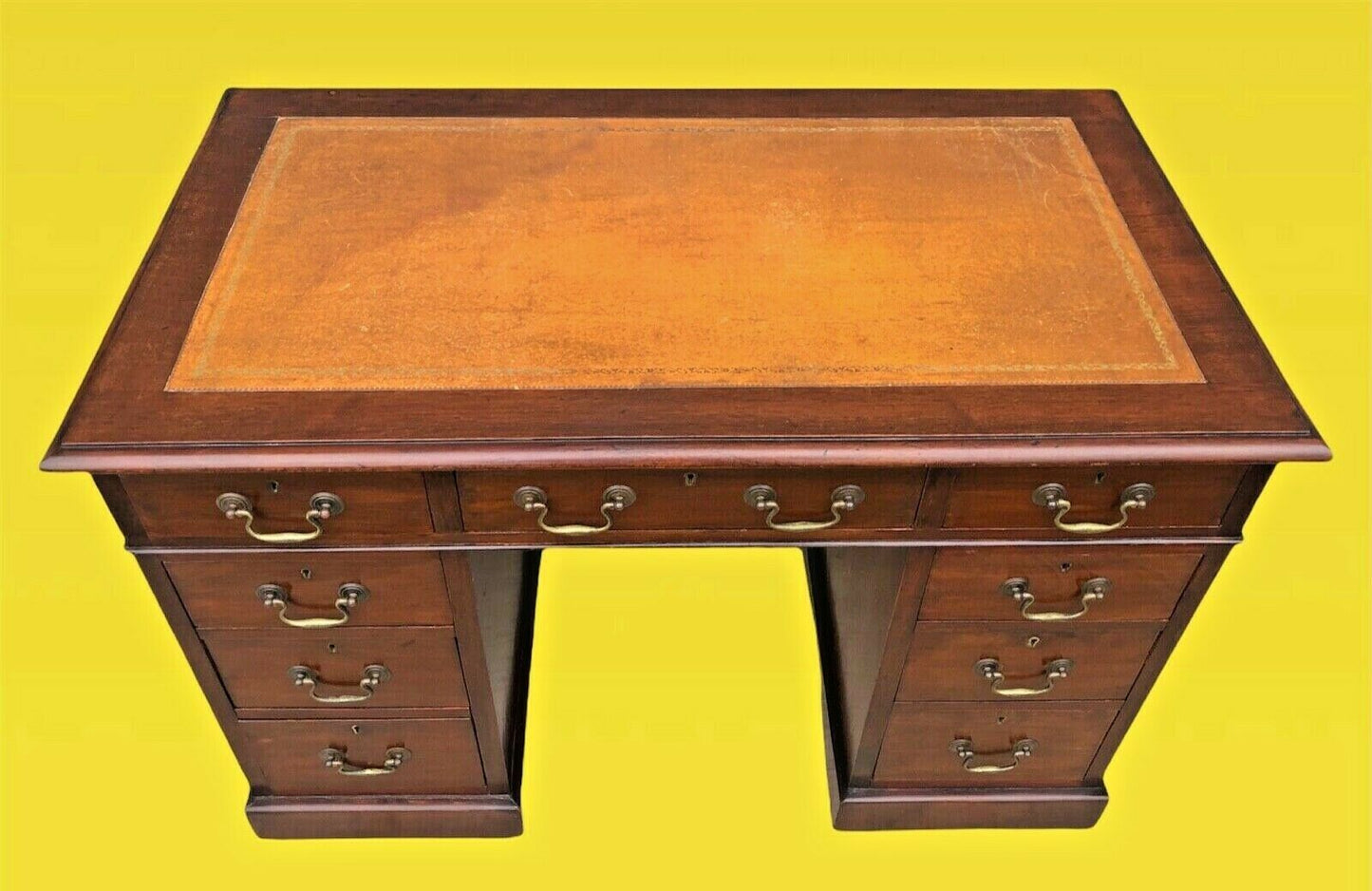 Handsome Edwardian Mahogany Pedestal Desk ( SOLD )