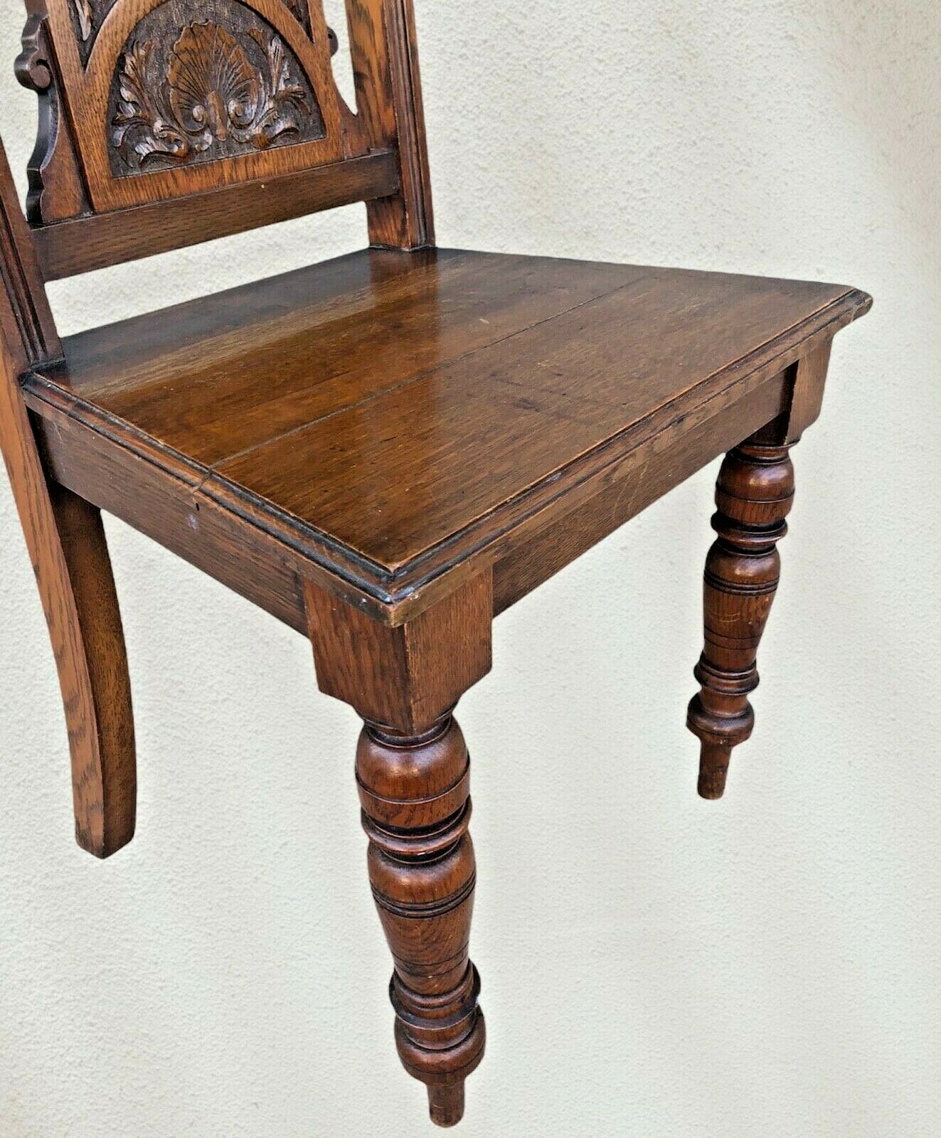 Quality Antique Carved Oak Hall Chair ( SOLD )