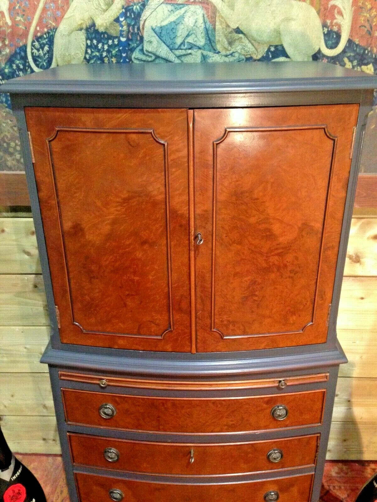 Stunning Refinished Walnut Drinks Cabinet / Vintage Cocktail Cabinet ( SOLD )