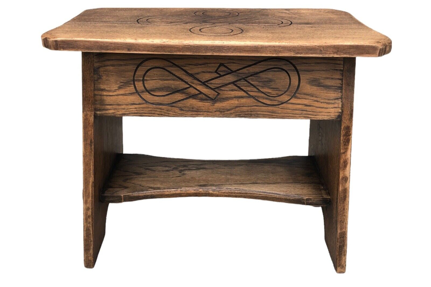 000930....Handsome Vintage Arts And Crafts Oak Stool ( sold )