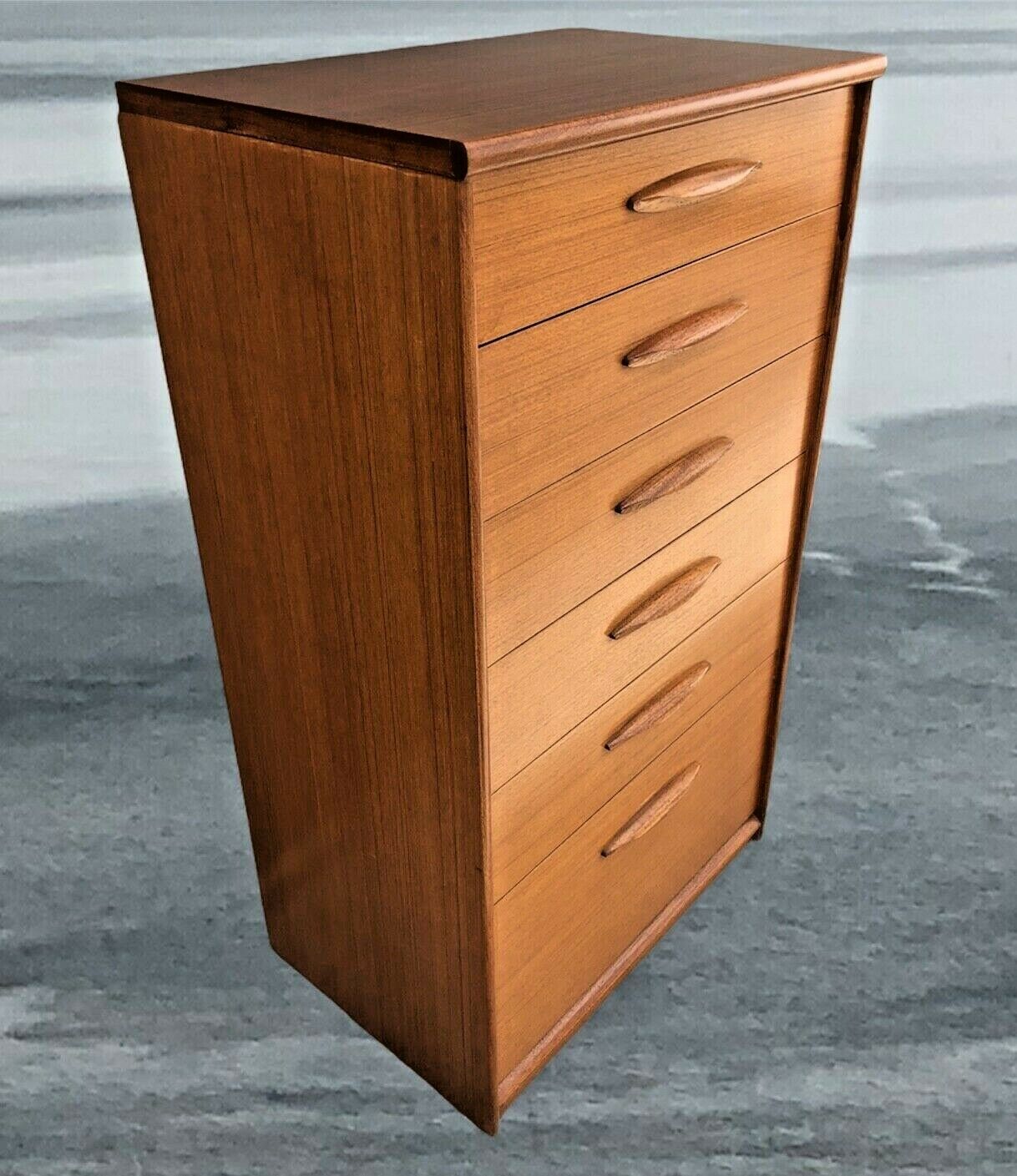 Retro Teak Tallboy Chest Of Drawers By Austinsuite ( SOLD )