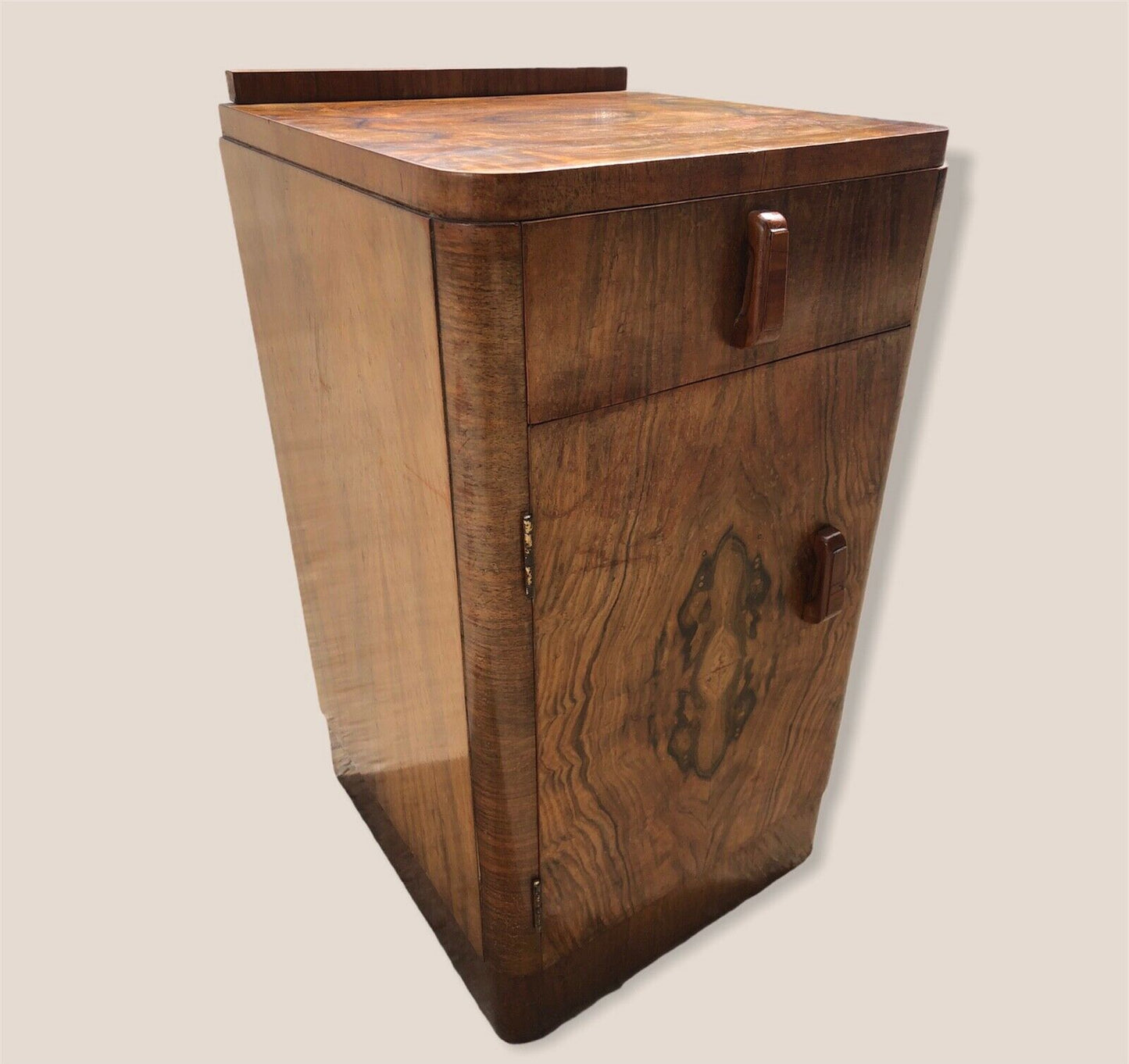 Gorgeous Bur Walnut Art Deco Bedside Cabinet ( SOLD )