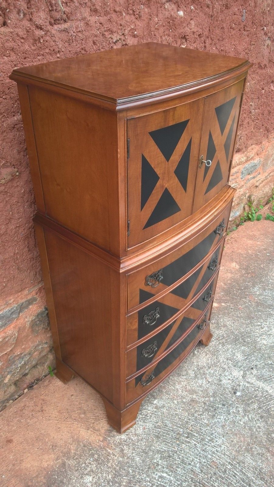 Walnut Tallboy / Drinks Cabinet / Chest Of Drawers