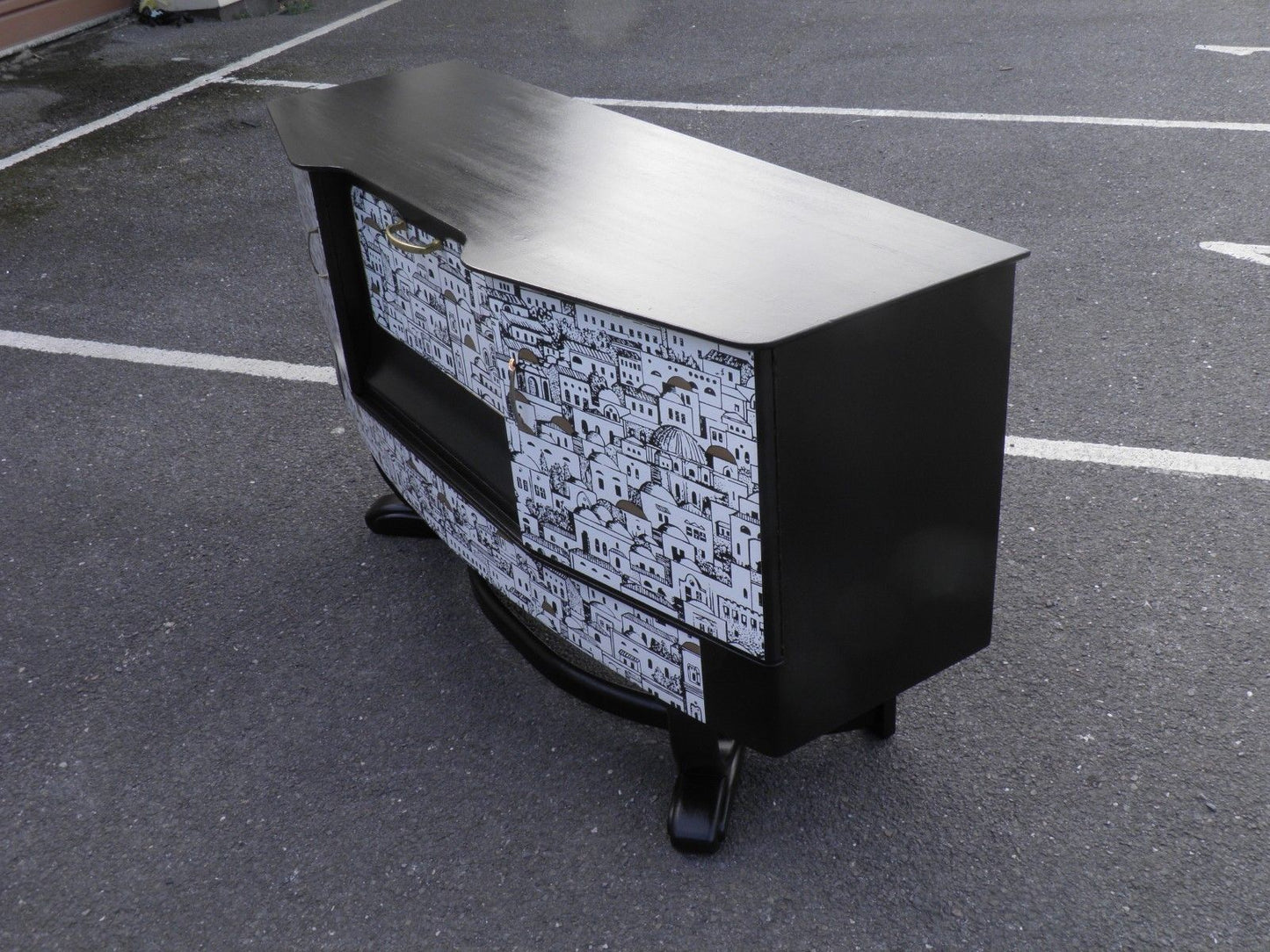 Fabulous Fornasetti Decoupage Vintage Art Deco Sideboard / Cocktail Cabinet