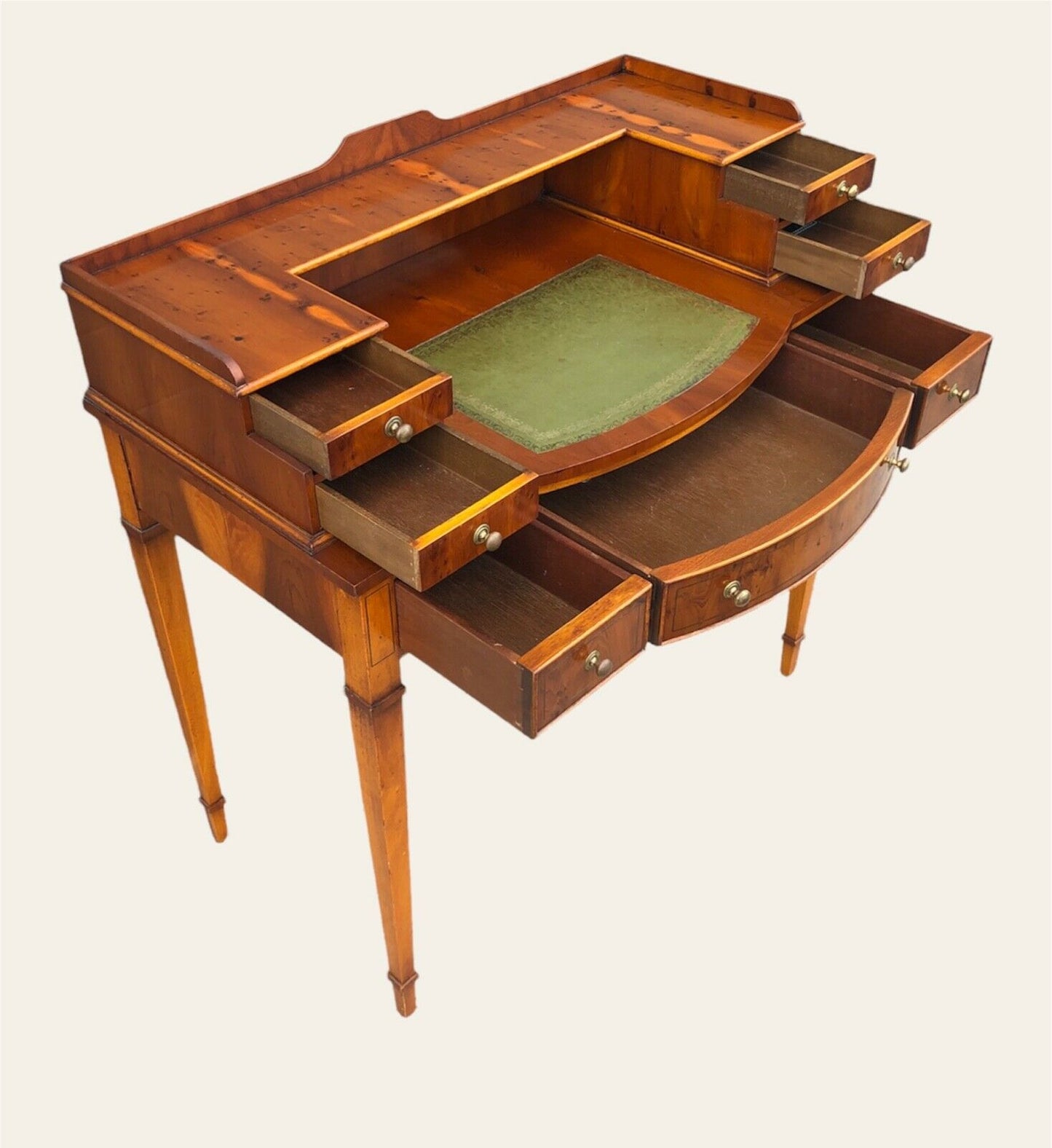 000954....Handsome Vintage Yew Wood Writing Desk ( sold )