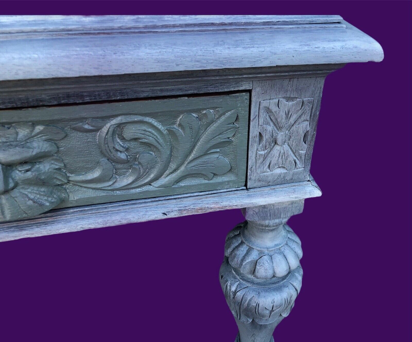 131......Handsome Antique Carved Oak Low Table / Media Stand ( sold )