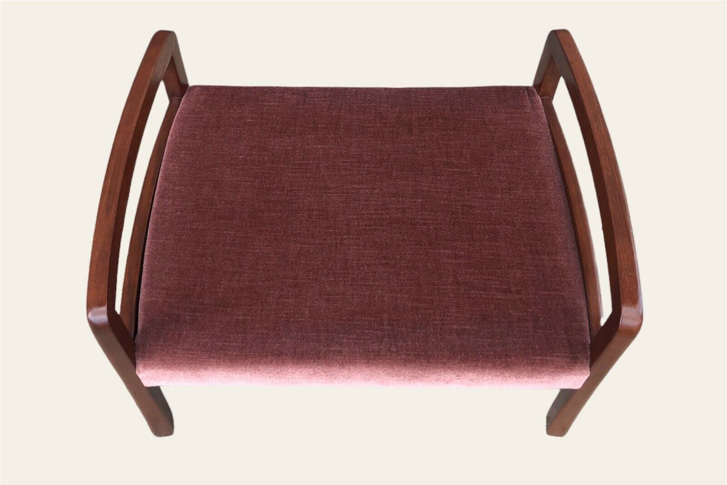 000973.....Handsome Retro Mahogany Framed Upholstered Footstool ( sold )