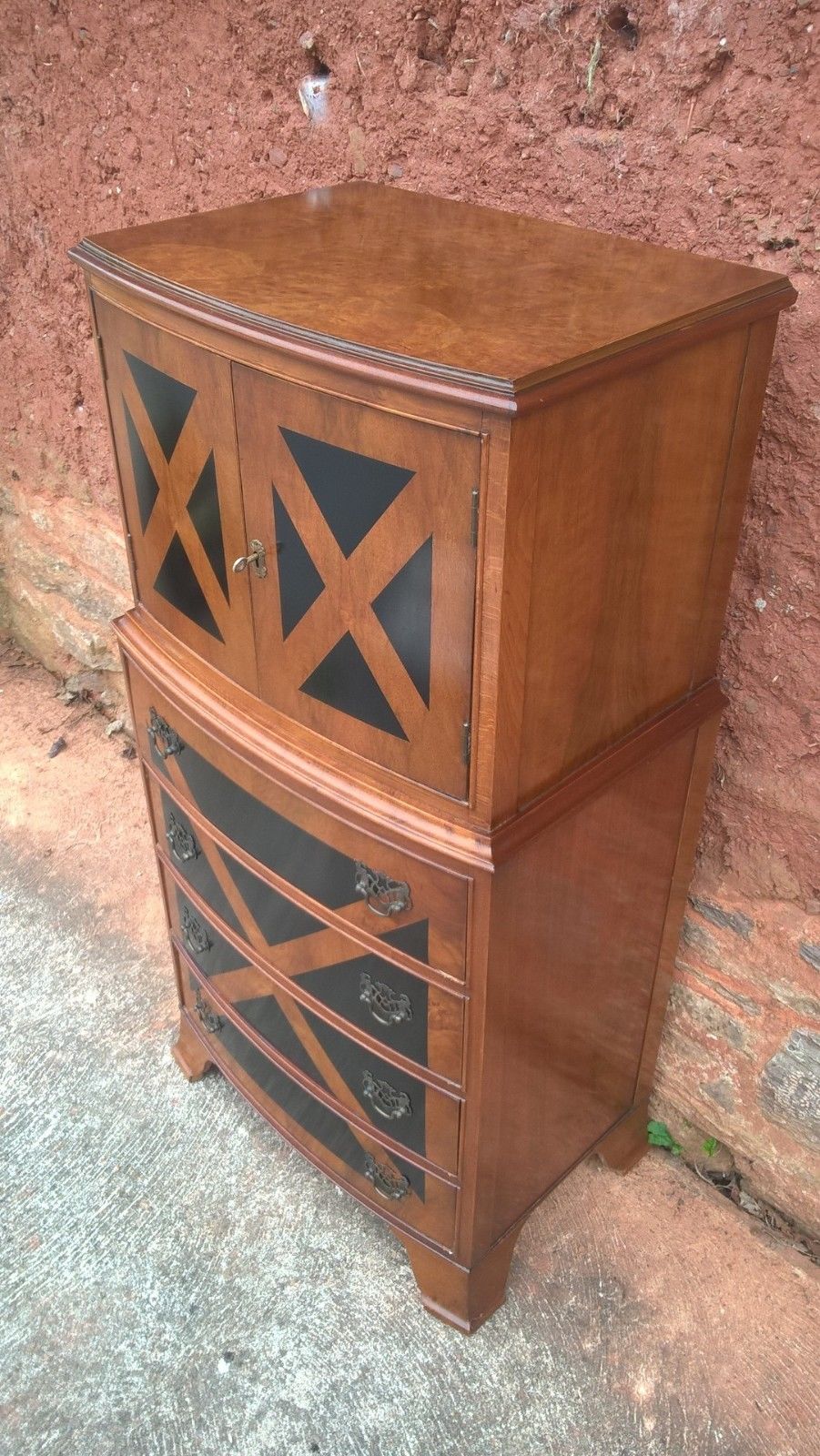 Walnut Tallboy / Drinks Cabinet / Chest Of Drawers