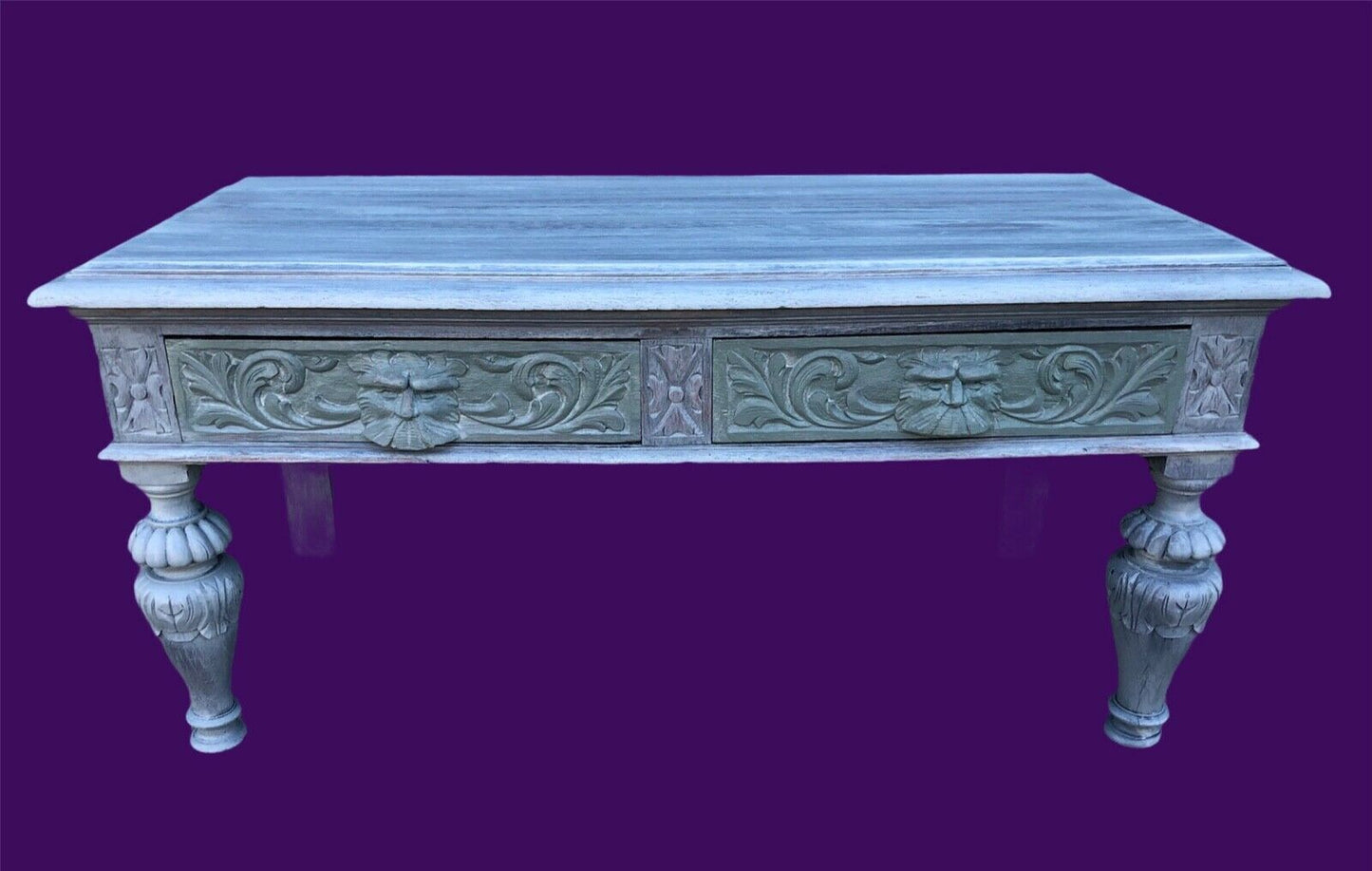 131......Handsome Antique Carved Oak Low Table / Media Stand ( sold )