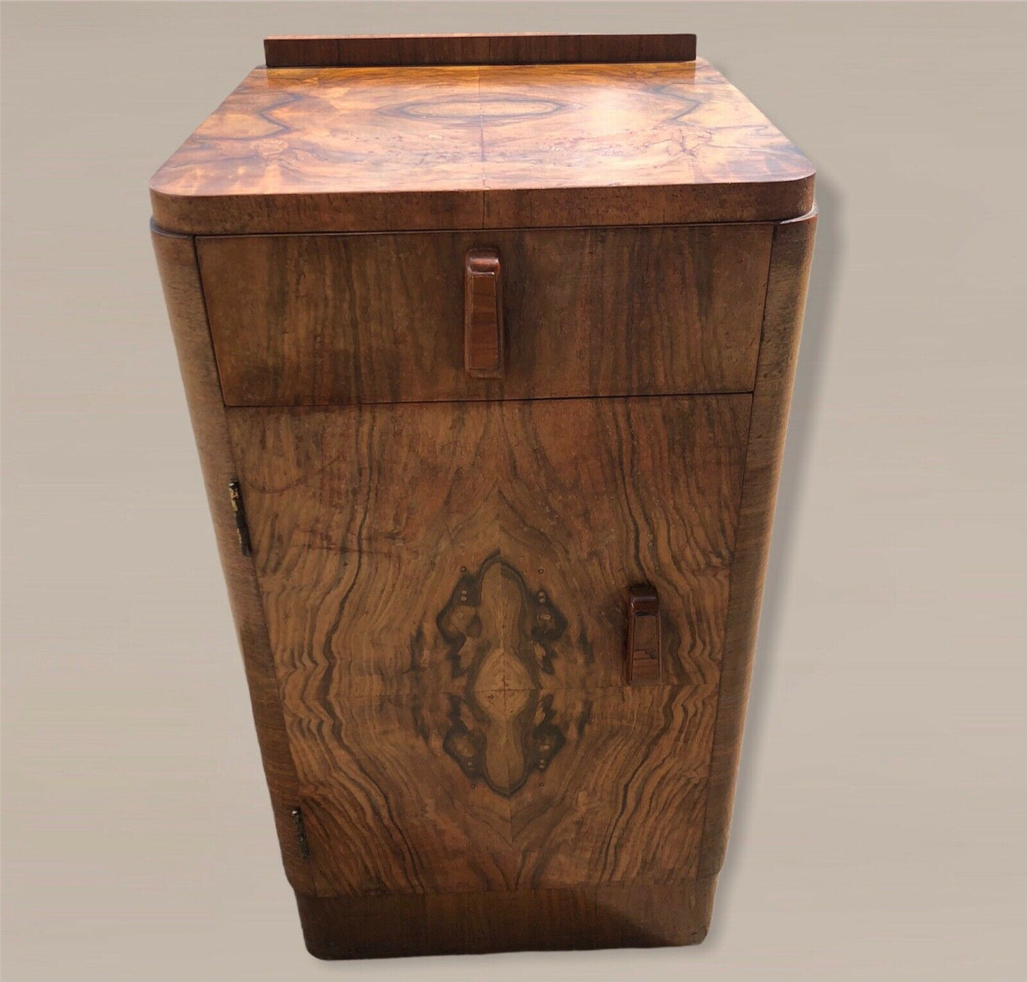 Gorgeous Bur Walnut Art Deco Bedside Cabinet ( SOLD )