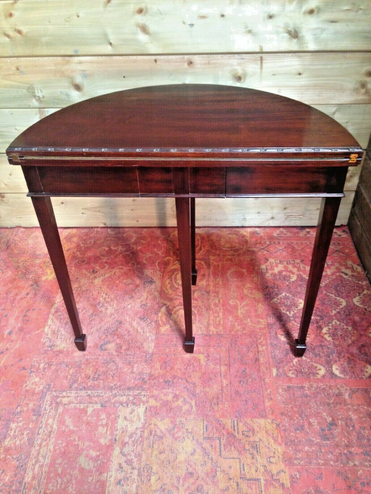 Mahogany Dem Lune Card Table / Vintage Hall Table ( SOLD )