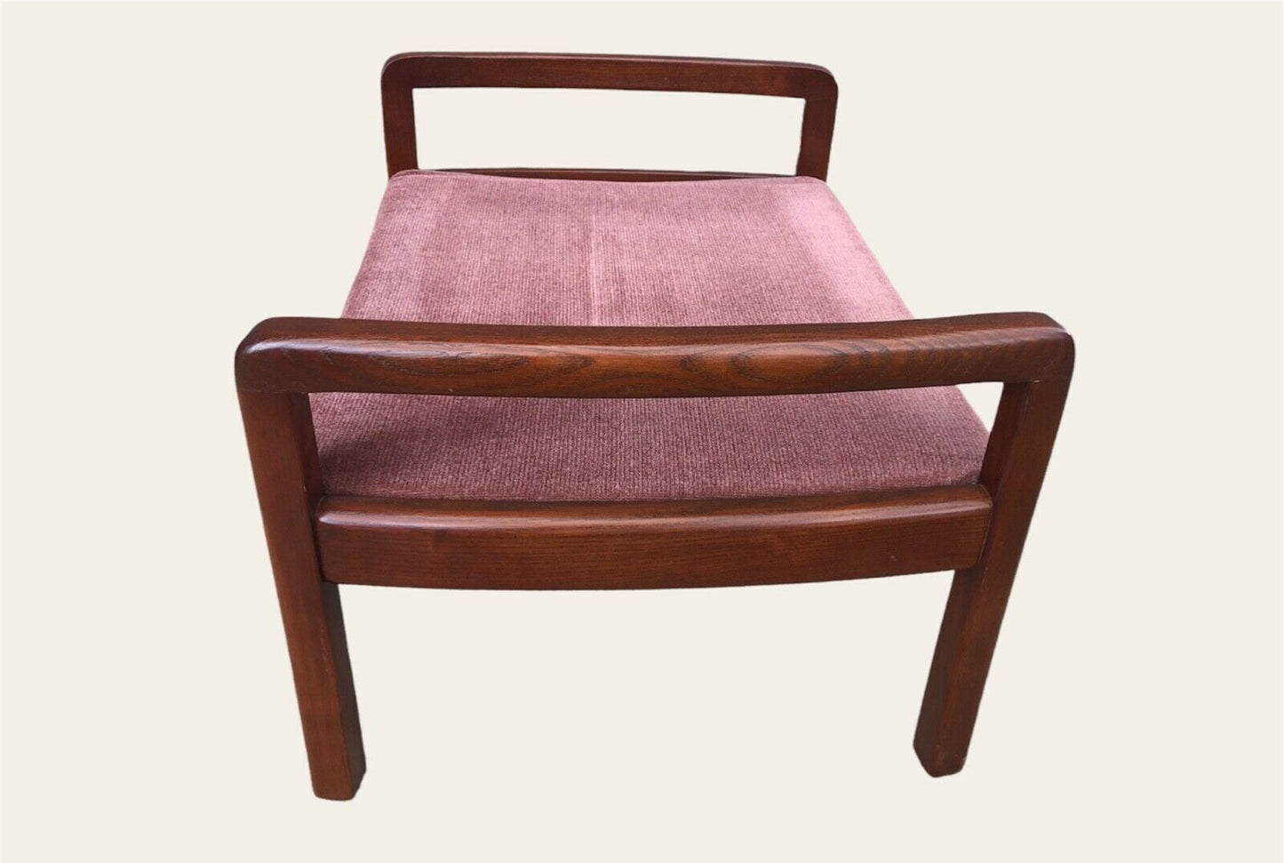 000973.....Handsome Retro Mahogany Framed Upholstered Footstool ( sold )