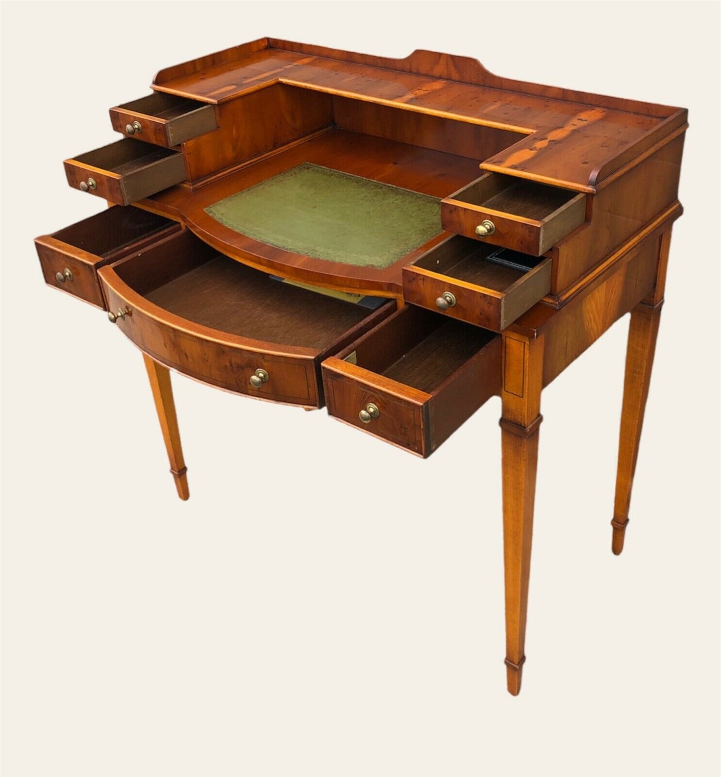 000954....Handsome Vintage Yew Wood Writing Desk ( sold )