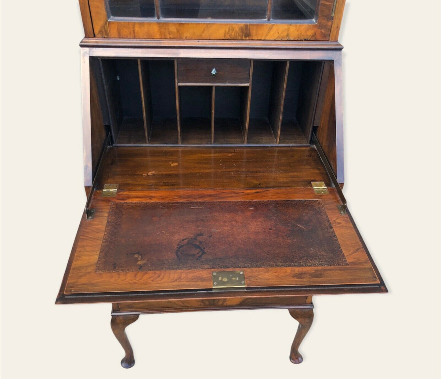 000982....Stunning Art Deco Style Walnut Bureau Bookcase ( SOLD )