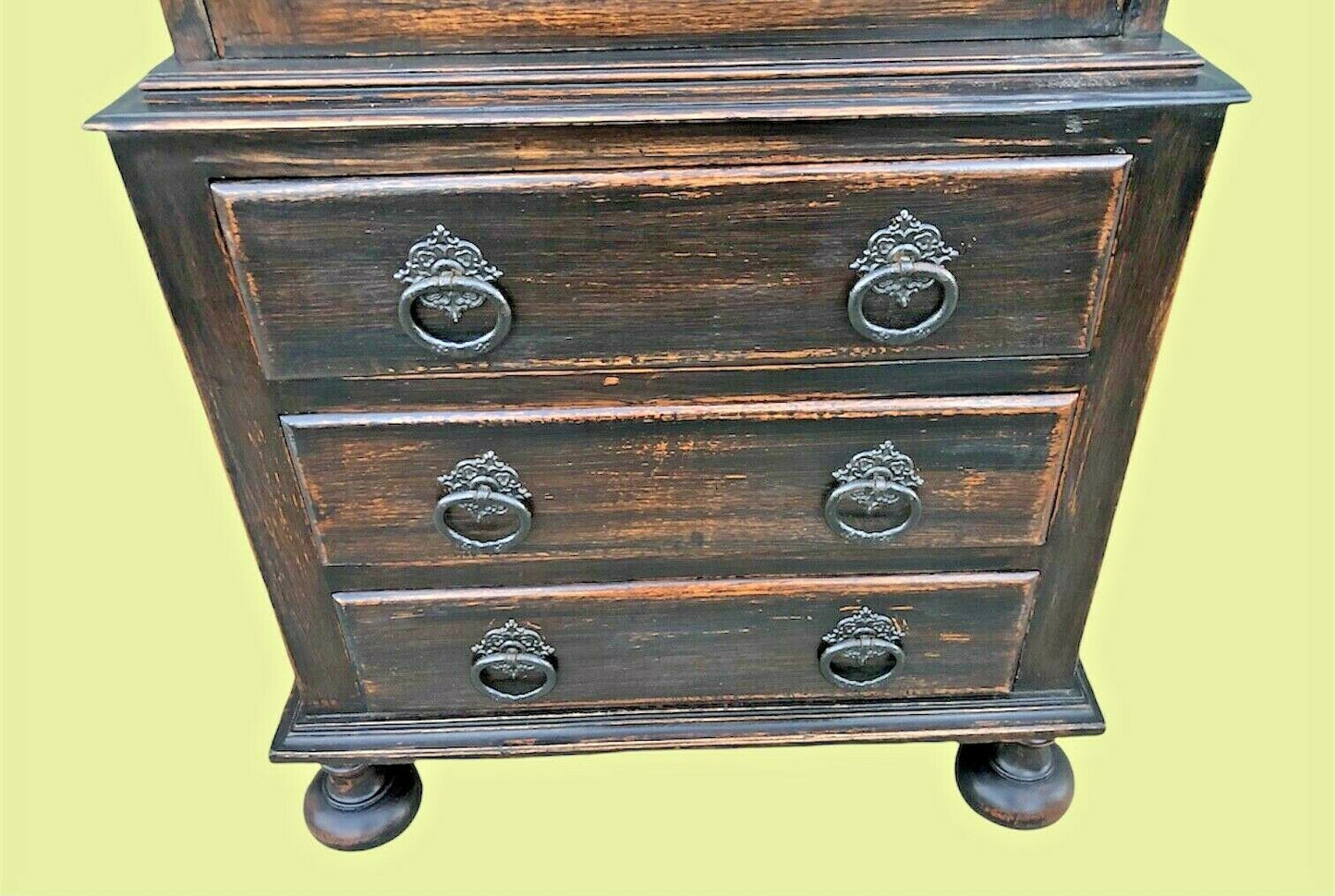 000997....Handsome Vintage Glazed Oak Cabinet With Drawers - Sold