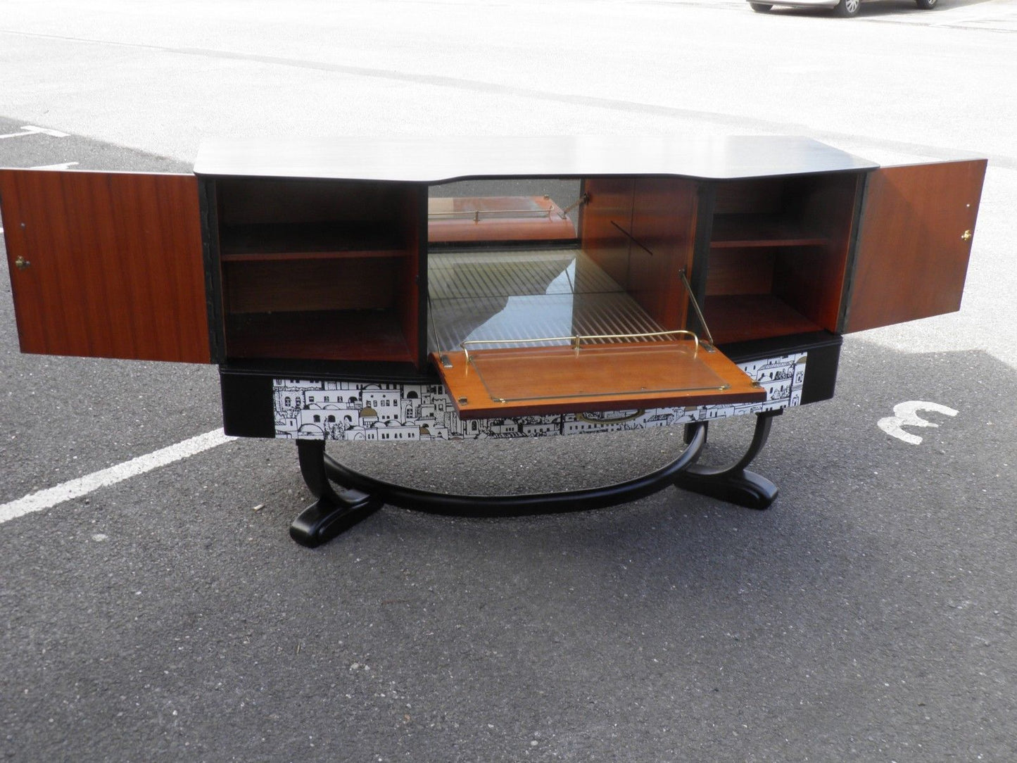 Fabulous Fornasetti Decoupage Vintage Art Deco Sideboard / Cocktail Cabinet