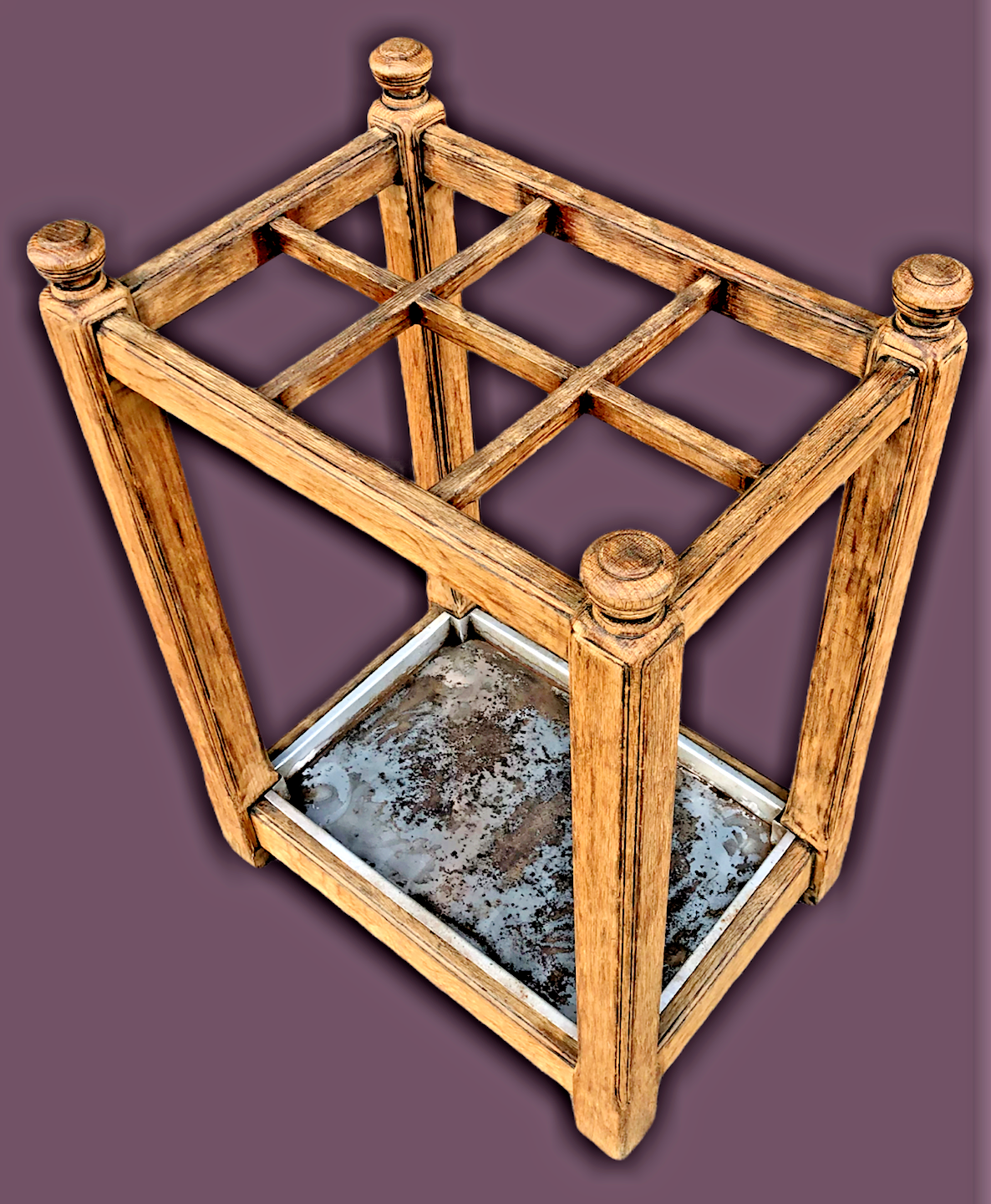 Vintage Arts And Crafts Oak Umbrella / Stick Stand ( SOLD )