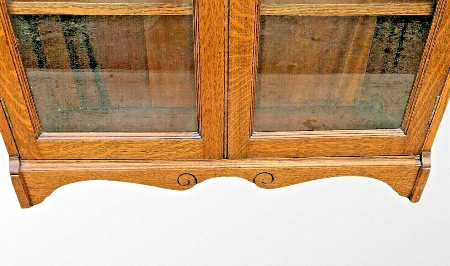 Arts And Craft Oak Bookcase / Arts And Crafts Glazed Cabinet ( SOLD )