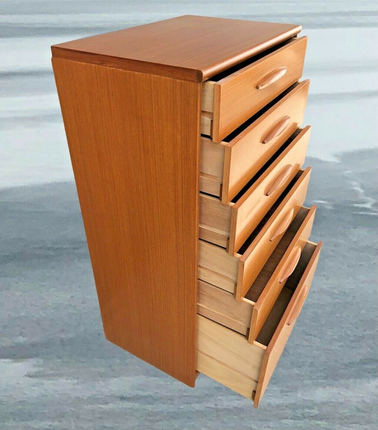 Retro Teak Tallboy Chest Of Drawers By Austinsuite ( SOLD )
