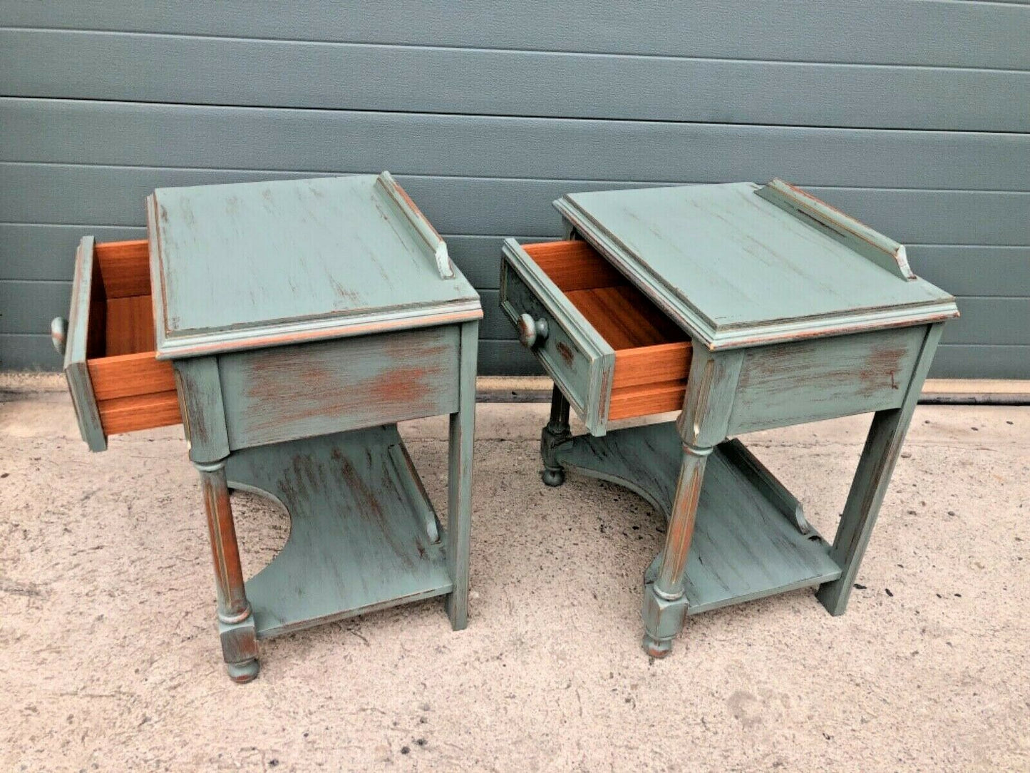 Handsome Pair Of Vintage Empire Style Bedside Tables / Lamp Tables ( SOLD )