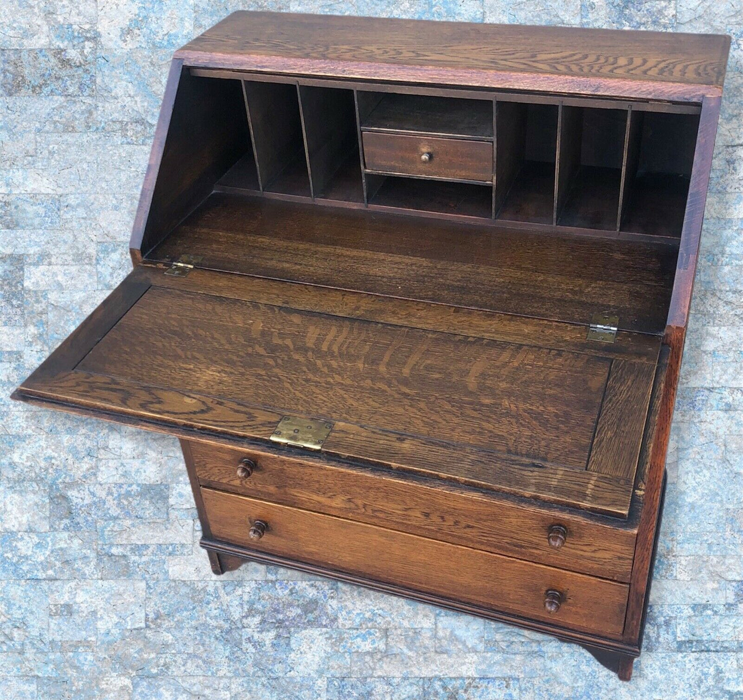 Handsome Carved Oak Bureau / Writing Desk ( SOLD )