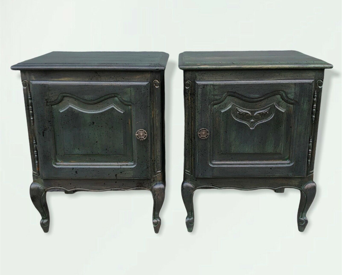 Two Near Identical Bijou French Bedside Tables / Vintage Bedside Cabinets ( SOLD )