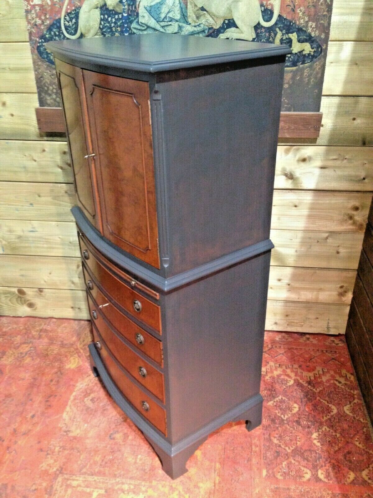Stunning Refinished Walnut Drinks Cabinet / Vintage Cocktail Cabinet ( SOLD )