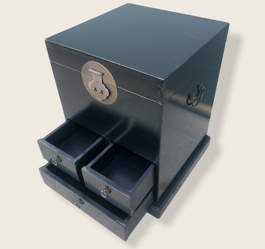 Oriental Ebonised Trunk With Drawers ( SOLD )