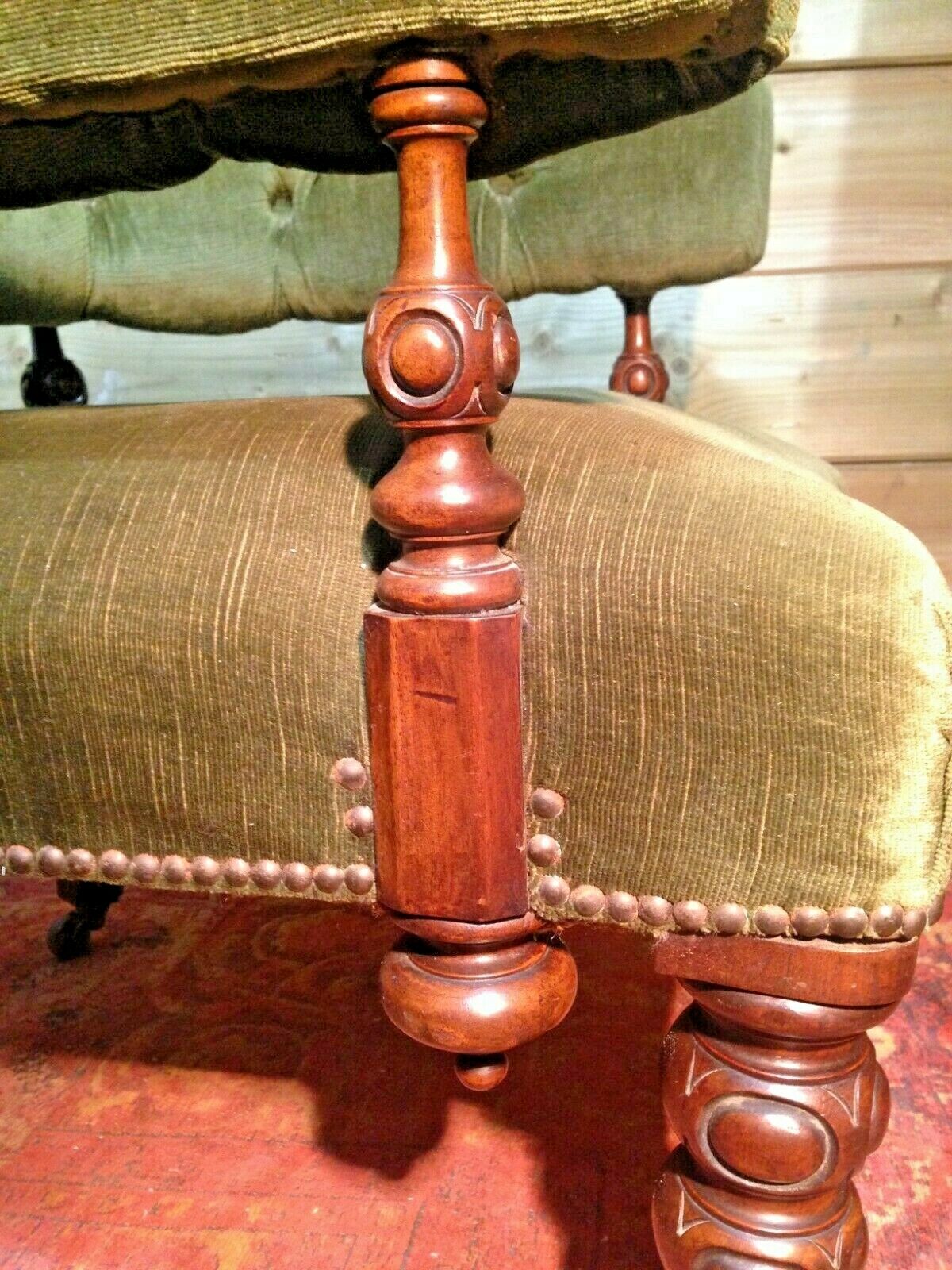 Handsome Victorian Mahogany Club Chair / Antique Chesterfield Style Armchair ( SOLD )