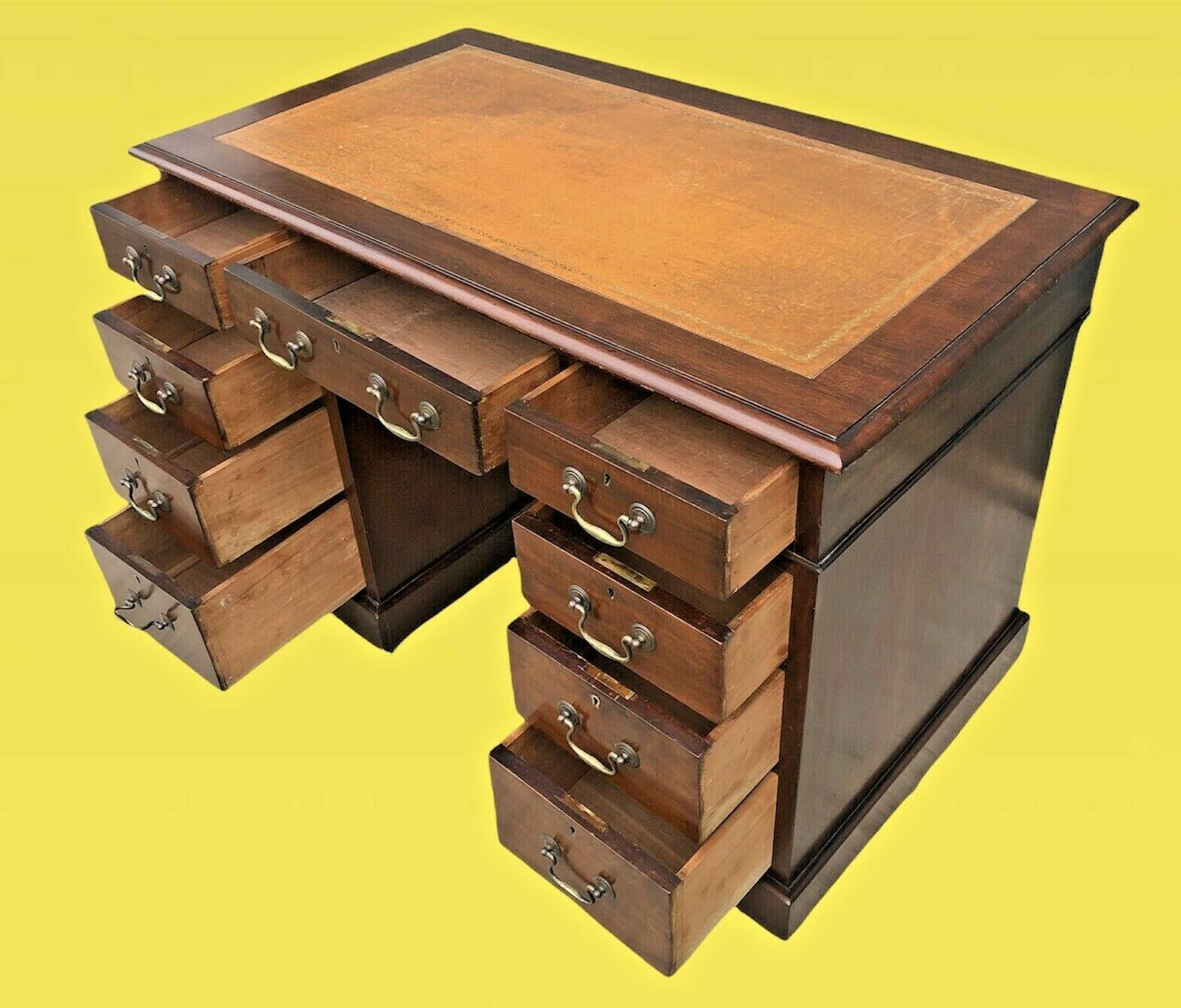 Handsome Edwardian Mahogany Pedestal Desk ( SOLD )