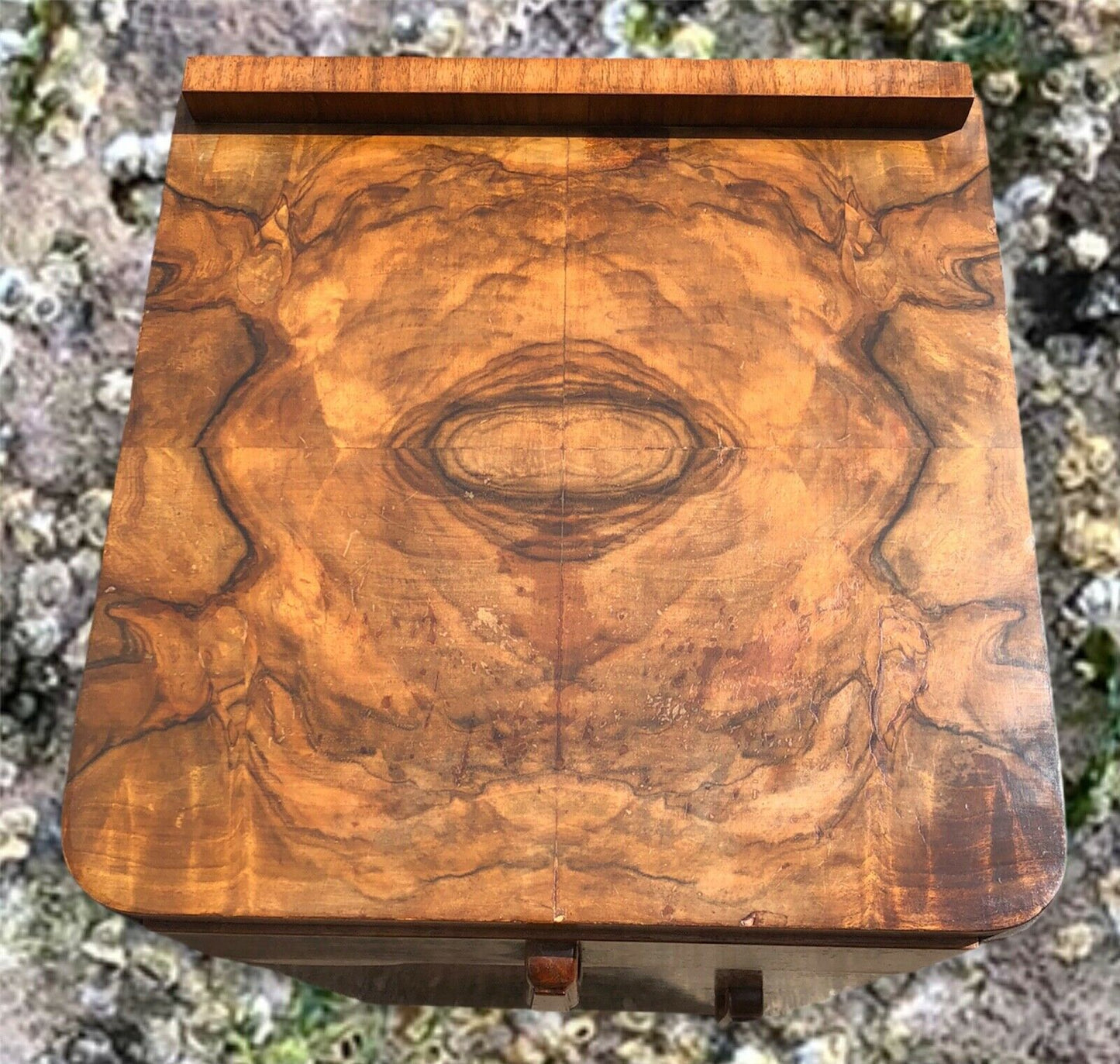 Gorgeous Bur Walnut Art Deco Bedside Cabinet ( SOLD )