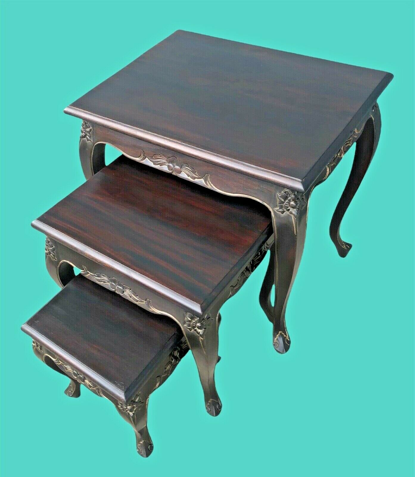 002.....Vintage Carved Mahogany Nest Of Tables ( sold )