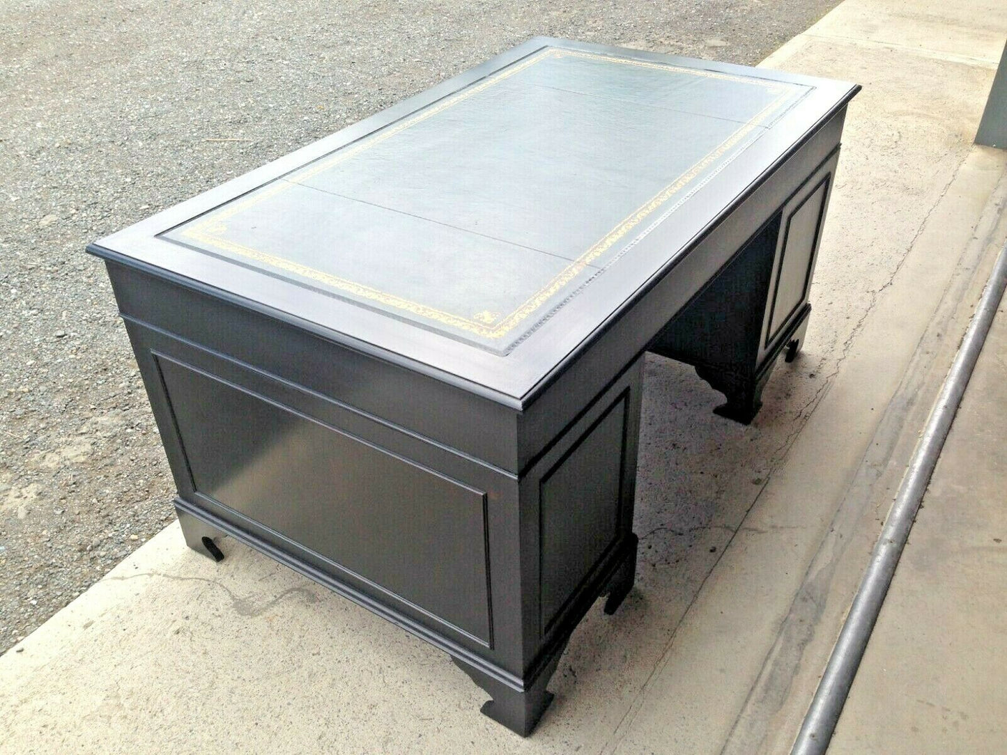Large Vintage Pedestal Desk / Refinished Bankers Desk