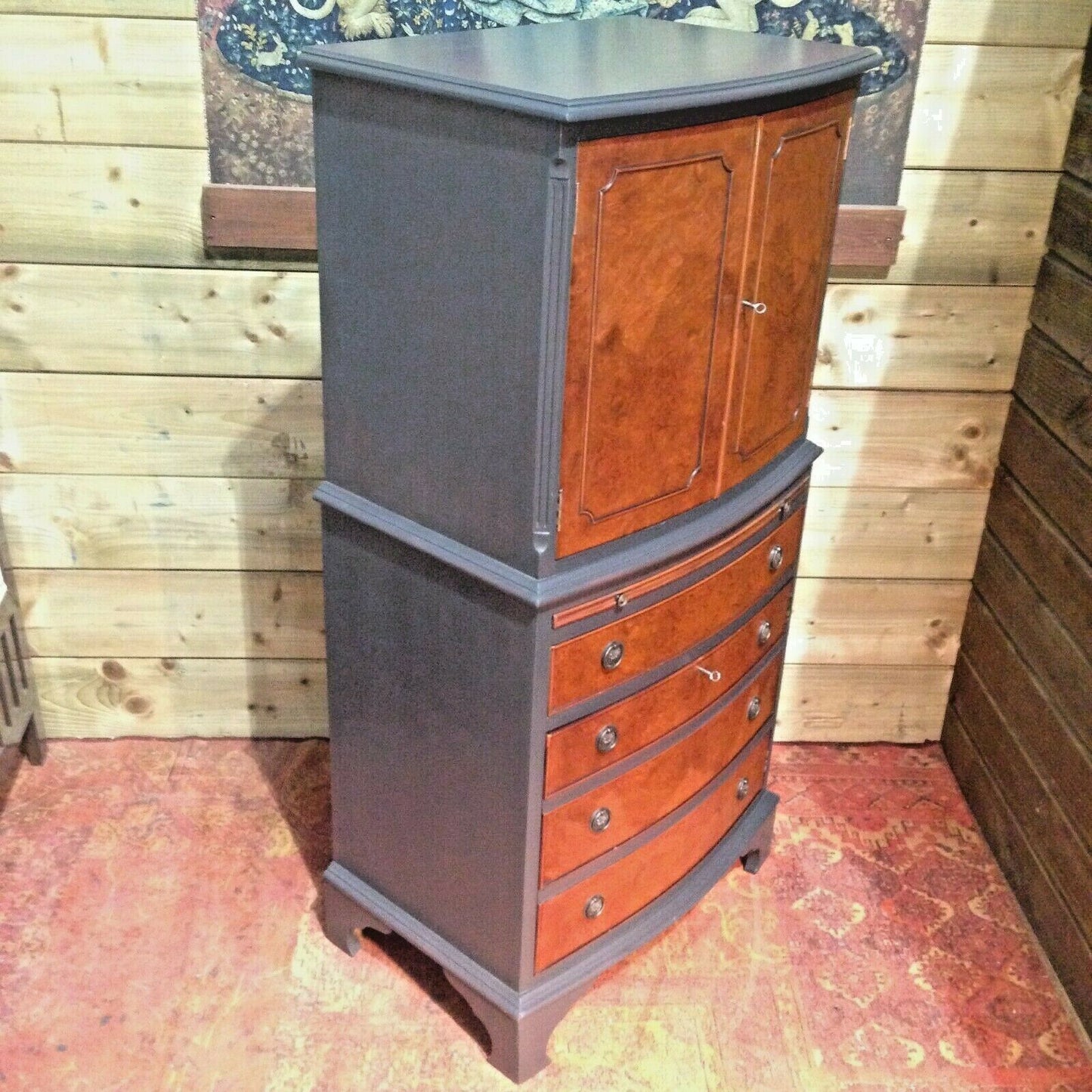 Stunning Refinished Walnut Drinks Cabinet / Vintage Cocktail Cabinet ( SOLD )