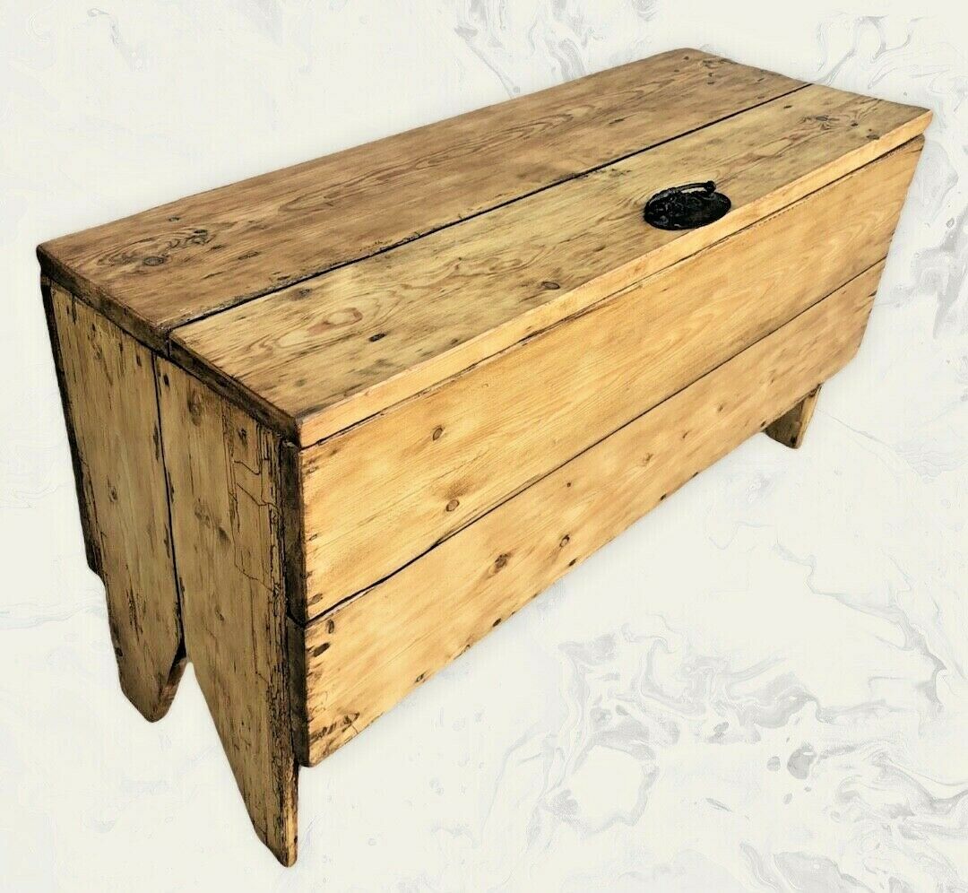 Antique Rustic Pine Coffer / Old Storage Chest ( SOLD )