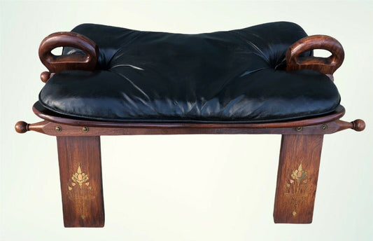 Vintage Leather Camel Saddle Stool ( SOLD )