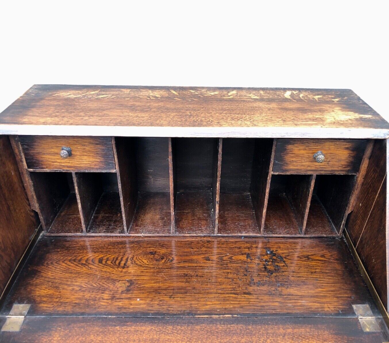 000935....Handsome Vintage Oak Bureau / Desk ( sold )