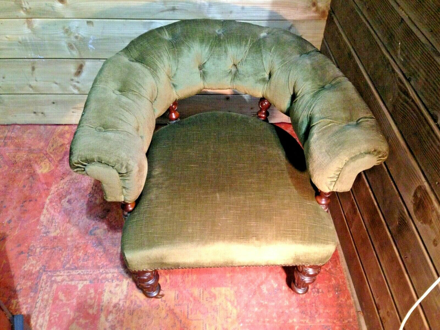 Handsome Victorian Mahogany Club Chair / Antique Chesterfield Style Armchair ( SOLD )