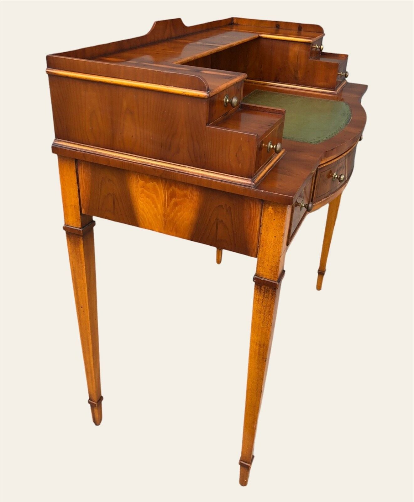 000954....Handsome Vintage Yew Wood Writing Desk ( sold )