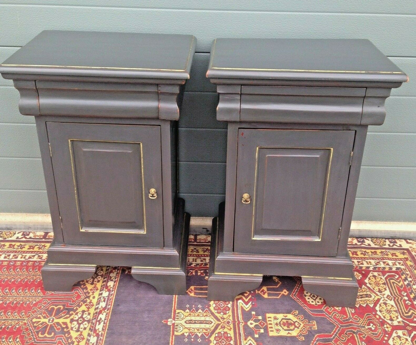 Stunning Pair Of Refinished Bedside Cabinets / Vintage Bedside Cupboards ( SOLD )