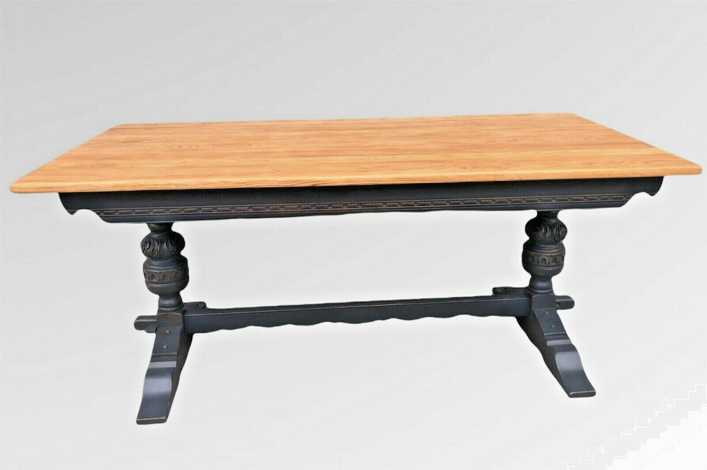 Stunning Vintage Old Charm Carved Solid Oak Refectory Table ( SOLD )