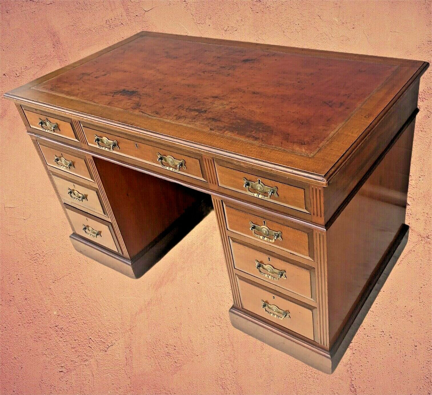 Antique Walnut Pedestal Desk Good Quality Item ( SOLD )